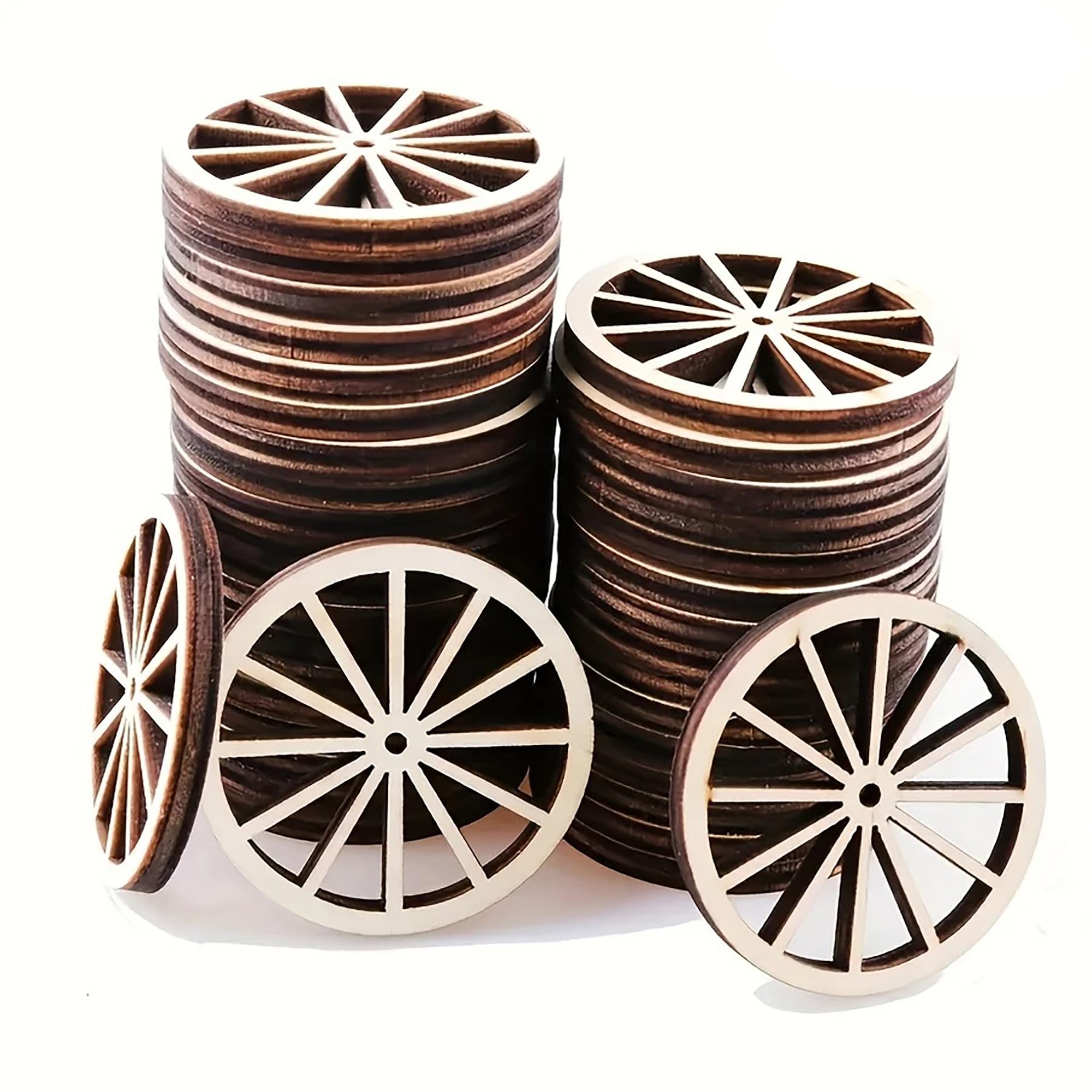 Cliths Decorative Mini Wooden Truck Wheels Set for Crafts, Table Decor, DIY Projects, Rustic Hanging Holiday Accessories, Wood Cutouts for Home Decoration, Seasonal Wall Art-image-25