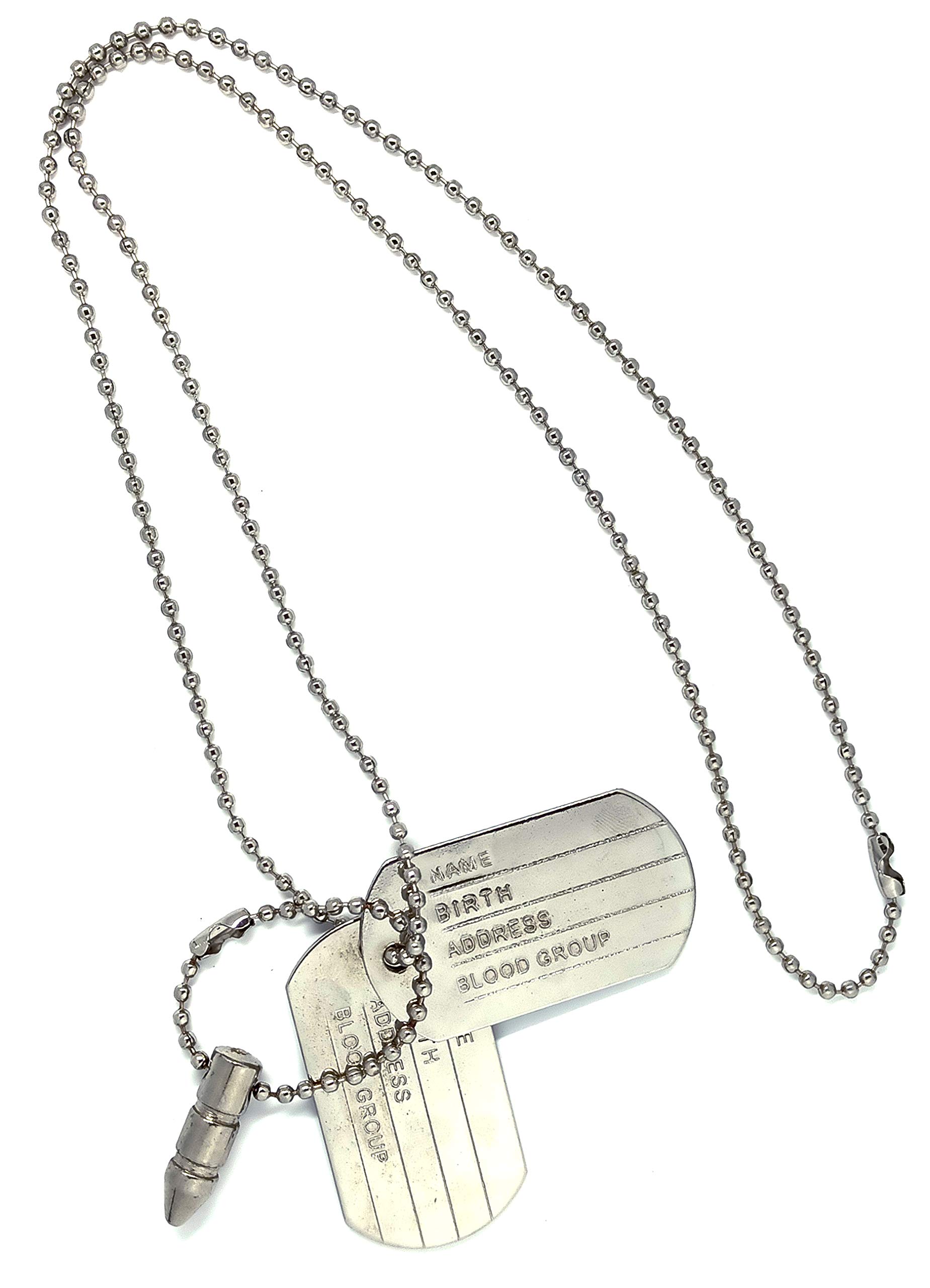 Military Locket Dog Tag Chain with Plain Dog Tag Silver Zinc and Metal Pendant Necklace Chain for Men and Women | 24 inch Ball Chain Unisex-image-40