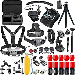 YUSHI 58-In-1 Action Camera Accessory Kit Compatible with GoPro Hero 11 10 9 8 7 6 5 4 Max Fusion Session Black Silver Insta360 DJI OSMO SJCAM APEMAN AKASO Xiaomi Yi etc,New Upgraded Octopus tripod