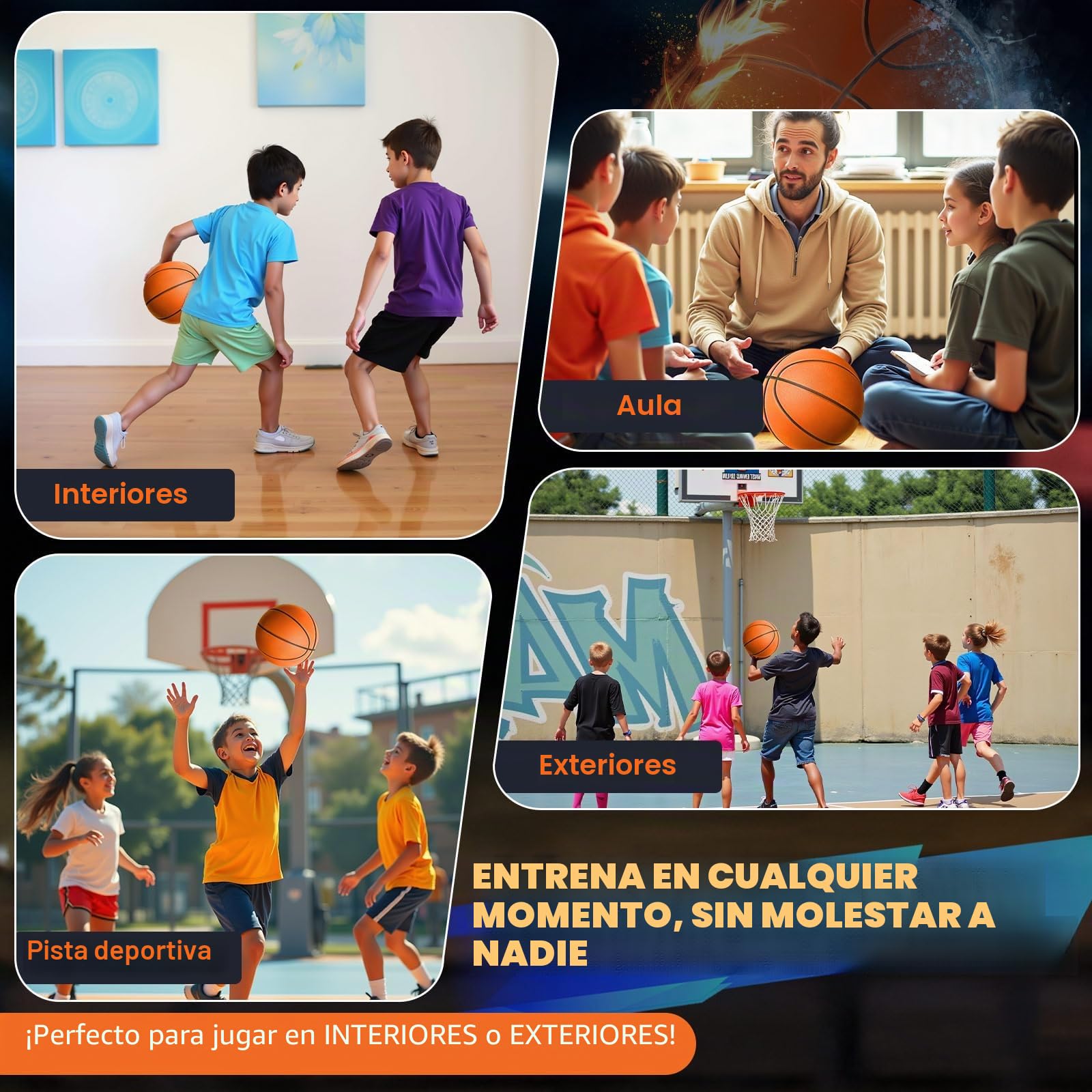 Balón de baloncesto silencioso tamaño 7 (29.5 pulgadas) – Pelota de baloncesto de interior de espuma sin aire ranurada para regates silenciosos y entrenamiento en interiores, material de