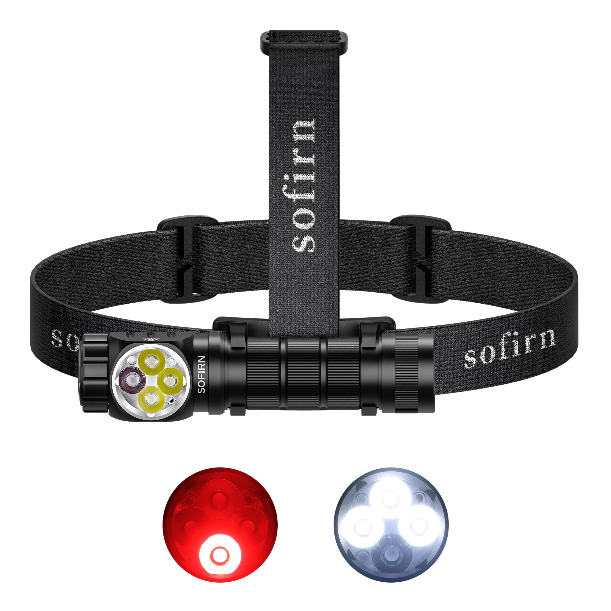 sofirn HS43 3200LM Lampe Frontale avec Lumière Rouge, Floodlight, LED Rechargeable IPX6 TYPE-C pour Camping, Randonnée, Pêche, Travail, Sport