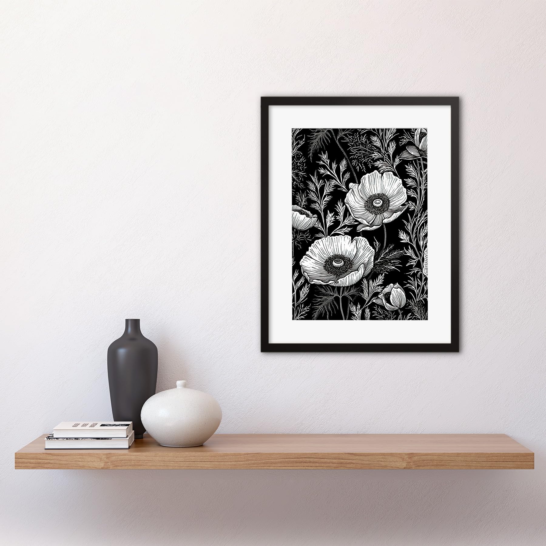 Amazon.com: Artery8 Poppy Wild Flower Pattern Black and White