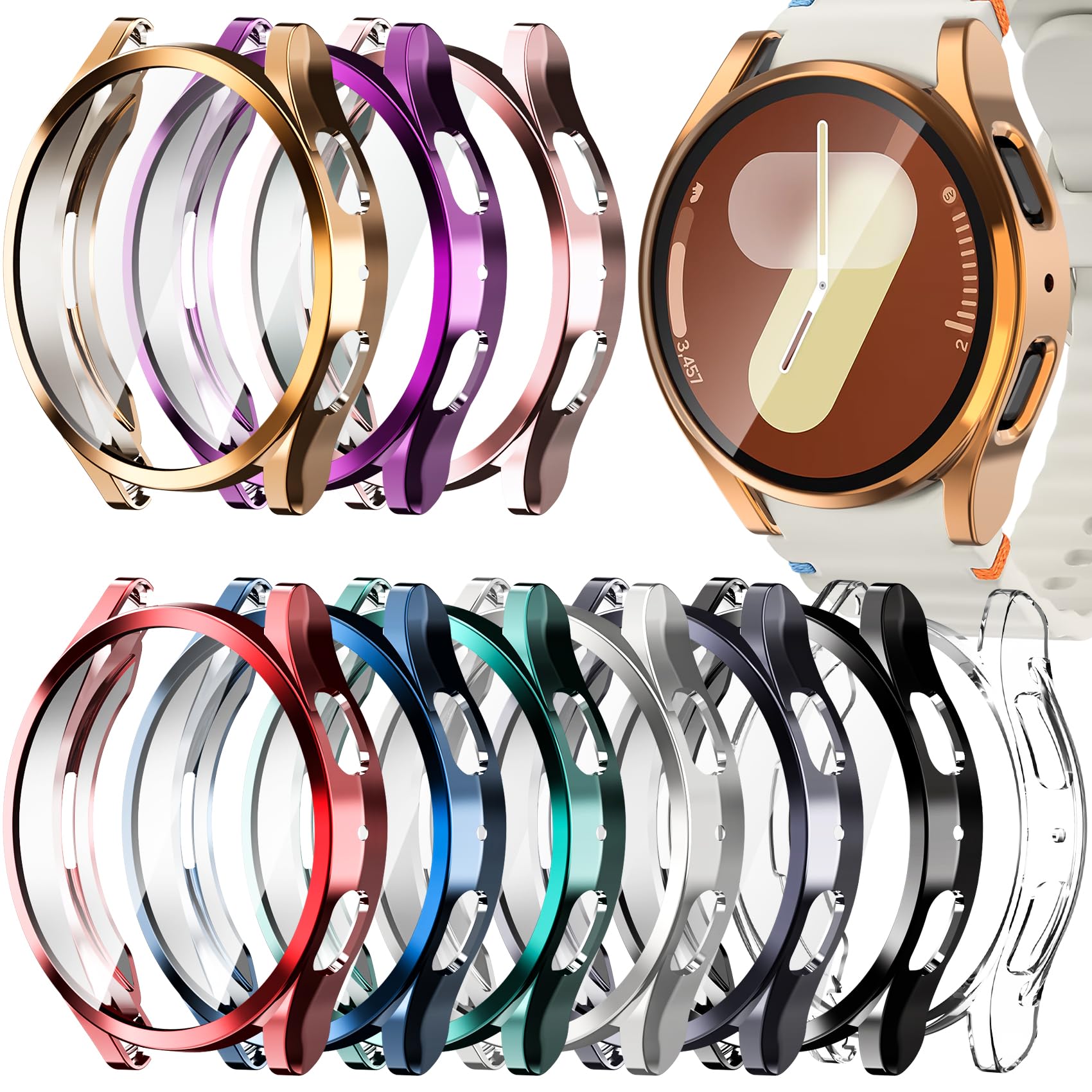 10-Colores Funda 40mm para Samsung Galaxy Watch 7 Protector Pantalla, Flexible TPU Carcasa Cobertura Total Antiarañazos Protector de Pantalla Case Protectora para Galaxy Watch 7 40mm