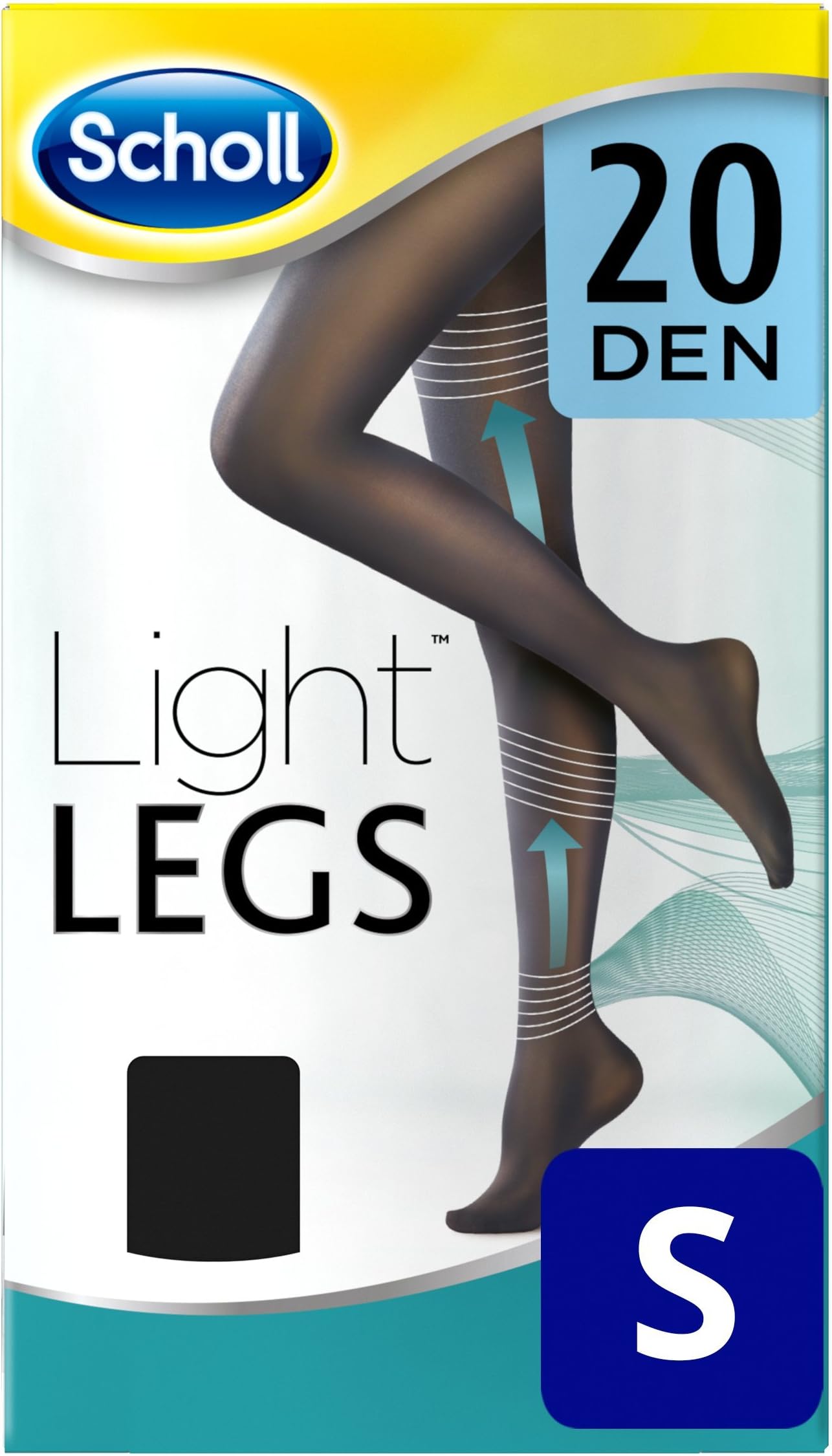 Scholl Light Legs Compression Tights for Women 20 Denier, Black, Small
