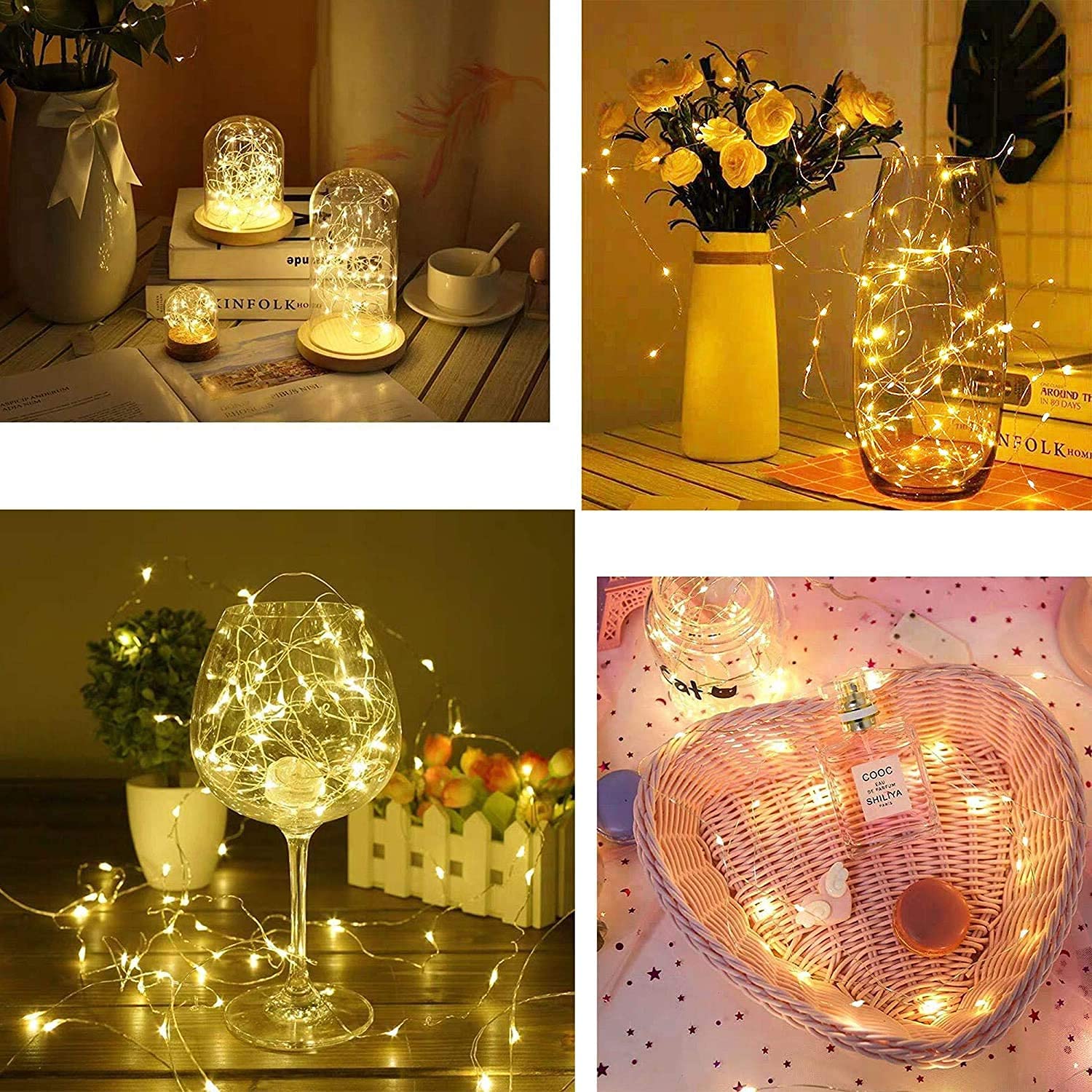 12 Packs Guirlandes Lumineuses À Piles, 20 Leds 2M Guirlande En Cuivre