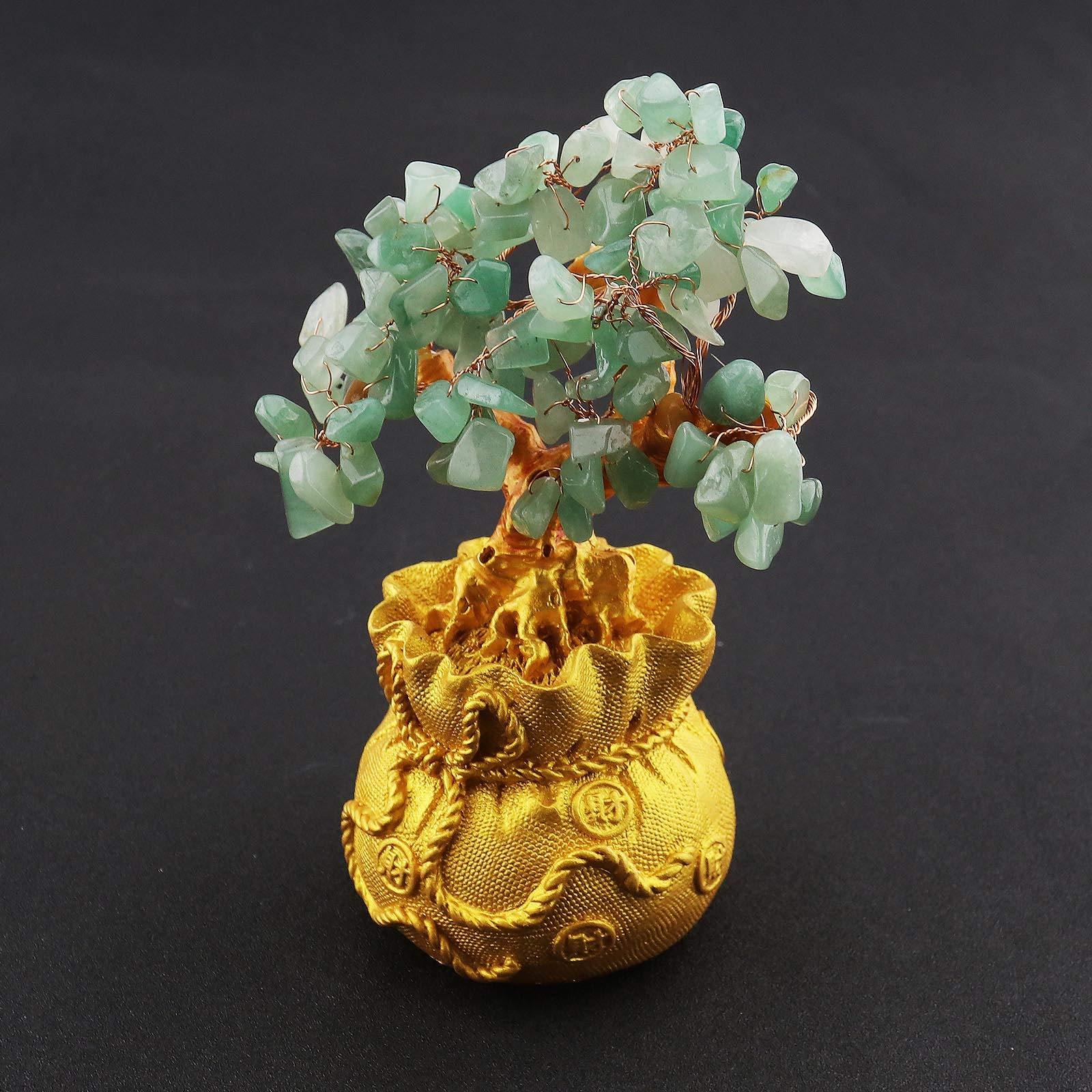 OTOTEC Feng Shui Soldi Fortuna Pietra Albero Cristallo Decorazione Artistica Ufficio Soggiorno Buona Fortuna Miglior Regalo Verde