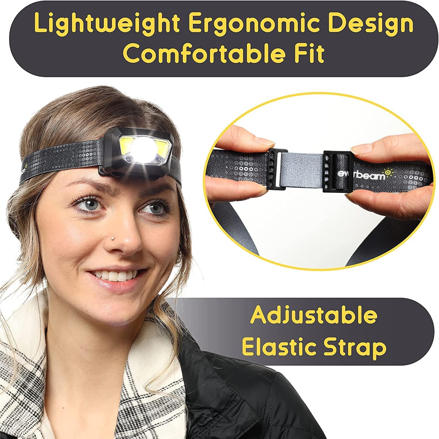 Everbeam H7 Headlamp - Water Resistant LED Rechargeable Battery w/ 28 hr Run Time - 1100 Lumen Output - Ideal Flashlight for Outdoor Activities, Hiking, Camping, Fishing, Hunting, Power Outage Supply
