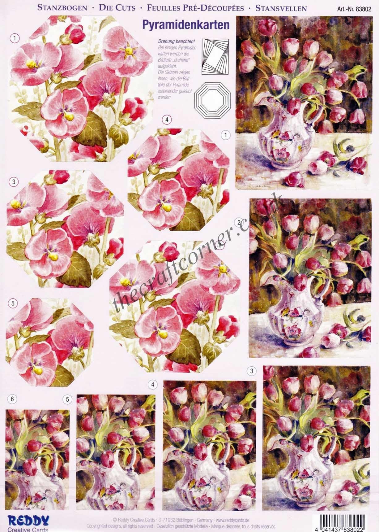 Rose & Daisy Die Cut 3d Decoupage Sheet by Reddy