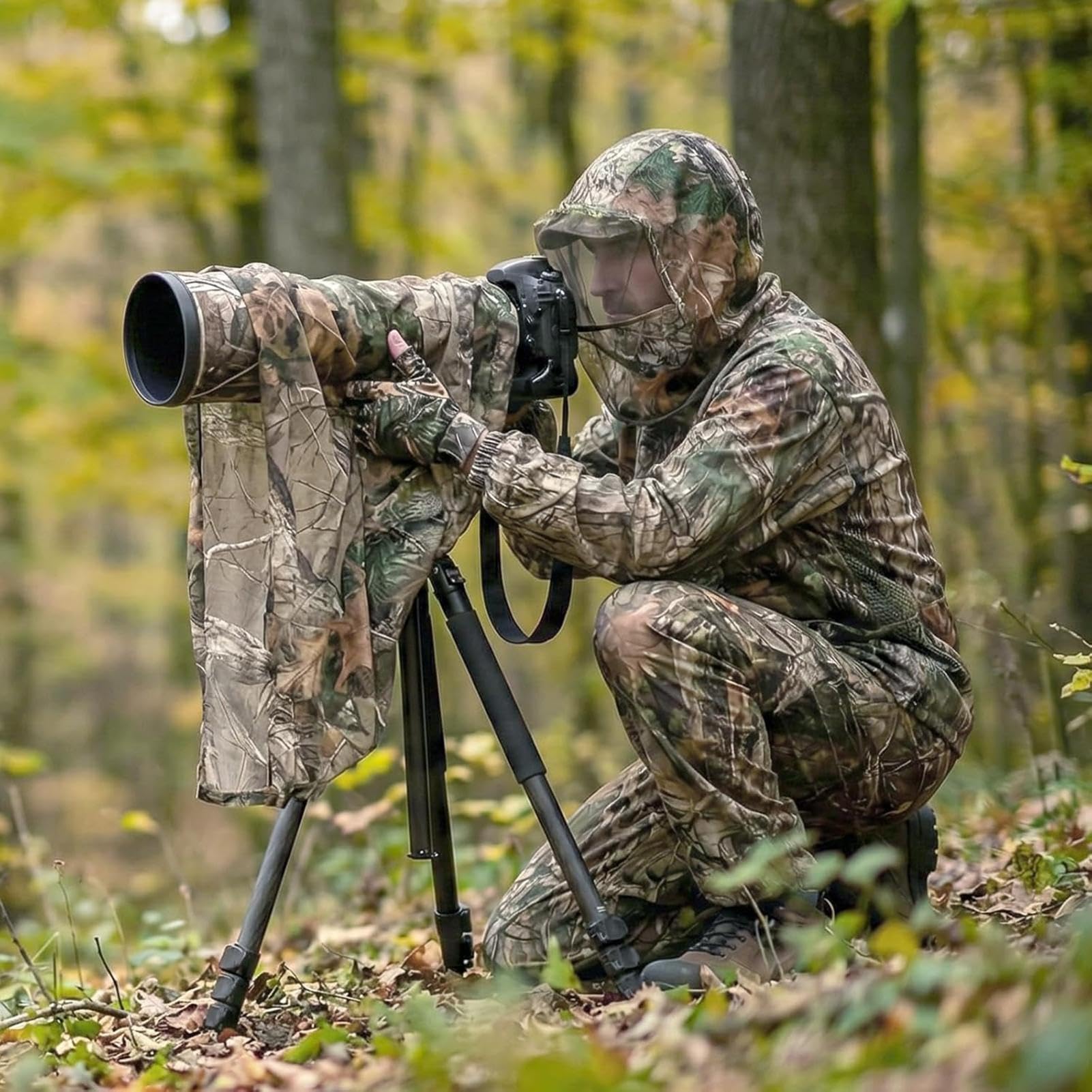 Combinaison de chasse pour homme avec capuche en maille respirante