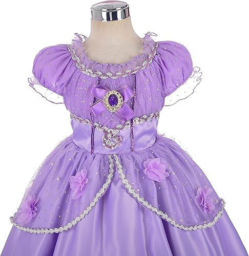 Miniatura 4 de Lito Angels Disfraz de princesa para niñas, vestido de fiesta de lujo morado con accesorios