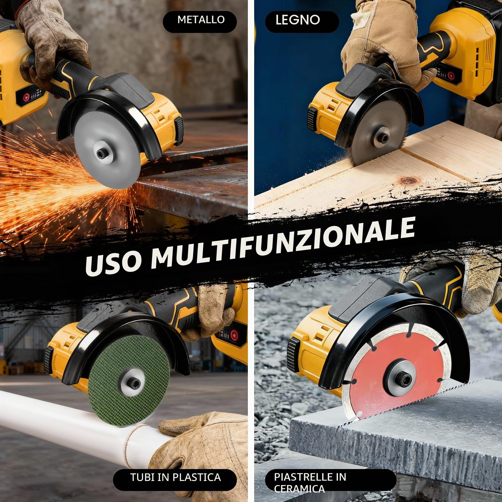 Smerigliatrice angolare a batteria compatibile con batterie DeWalt da 20 V, 12000 giri/min, mini smerigliatrice angolare a batteria con 6 dischi abrasivi da 10,2 cm, 2 dischi da taglio, per metallo