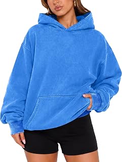 Dnzzs Womens Acid Wash Oversized Hoodie - Heavyweight Fleece Vintage Streetwear