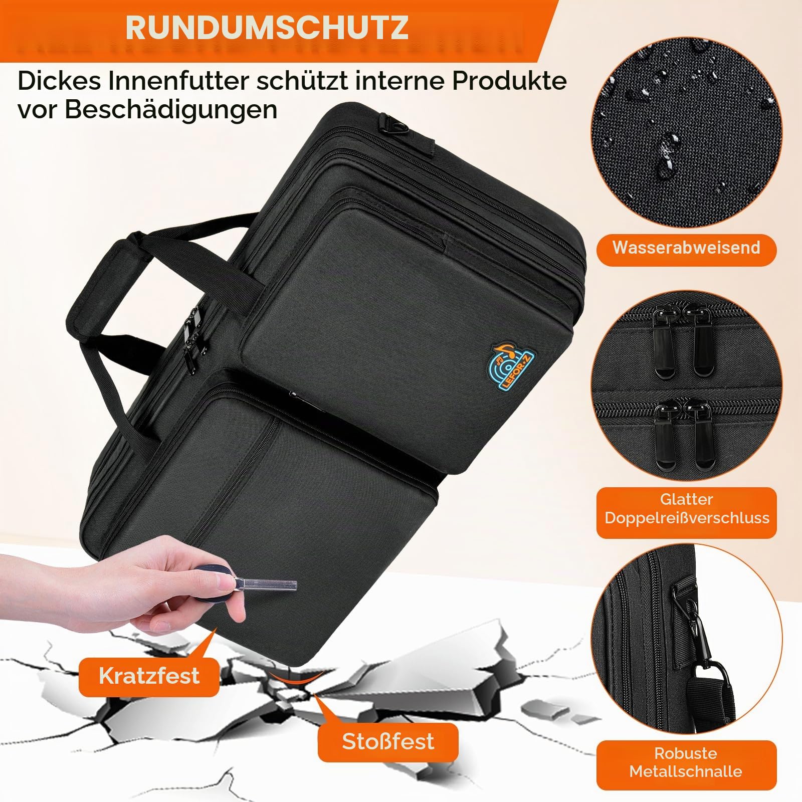 DJ Controller Tasche kompatibel mit Pioneer DJ DDJ-FLX4/DDJ-400/DDJ-REV1/DDJ-SB3/Numark Mixtrack Pro FX/Platinum FX/Mixstream Pro+/Pro Go/Roland DJ-202/Hercules Inpulse 500/NI Traktor Kontrol S3