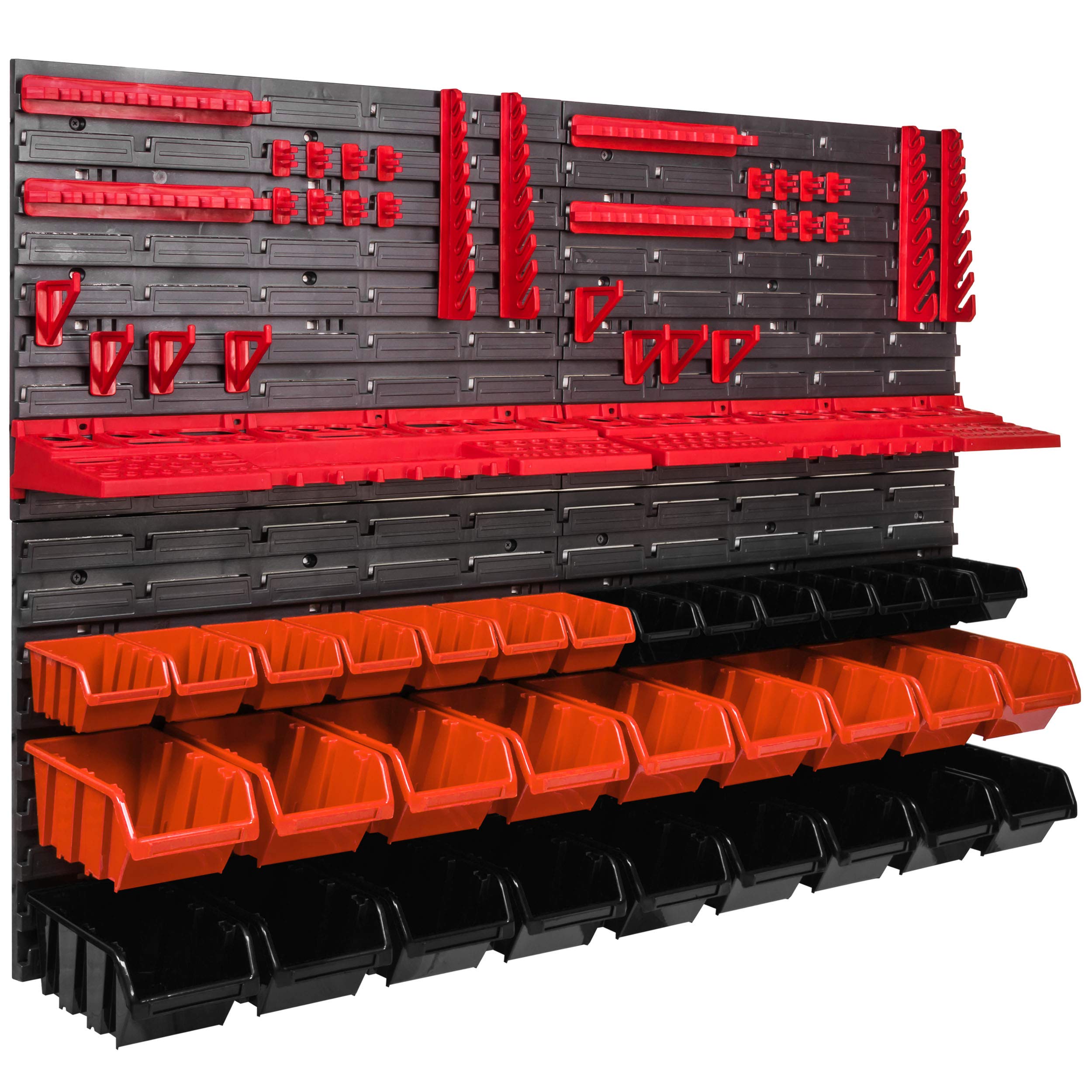 System magazynowy regał ścienny 1152 x 780 mm, uchwyty narzędziowe, 32 szt. pudełek do układania w stos pojemniki do przechowywania pojemników, bardzo mocne płyty ścienne, regał rozszerzalny, regał warsztatowy, regał magazynowy, regał warsztatowy regał śc