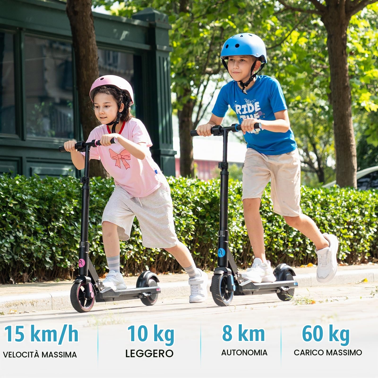 Monopattino Elettrico per Bambini dai 6 ai 12 Anni | E-Scooter Pieghevole con Display LED e Luci LED Colorate | Leggero e Altezza Regolabile da 76 a 96 cm | Ruote da 6,5"