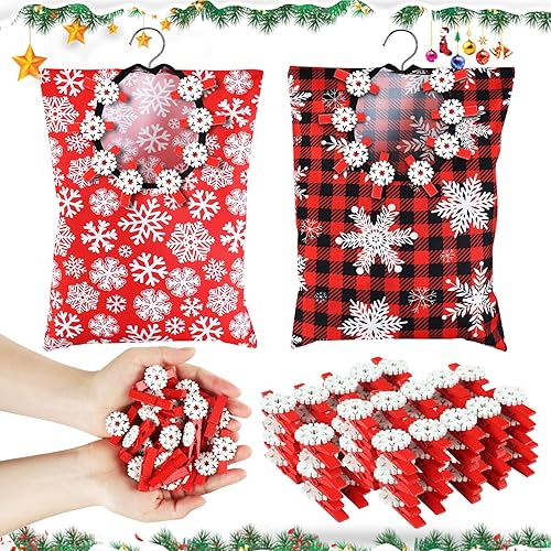 2 piezas de ropa de Navidad Pin bolsa de ropa soporte para bolsa de ropa de copo de nieve soporte de 15 x 11 pulgadas para ropa de invierno bolsa disponible en Yaxa Peru