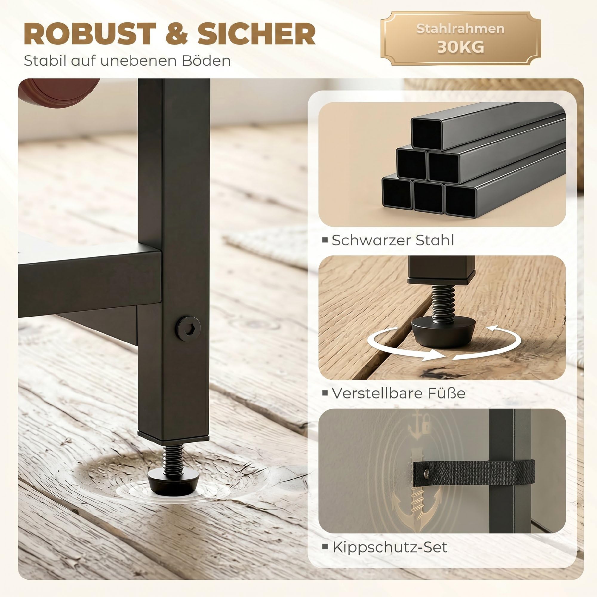 HOMCOM Weinregal Glashalter Schublade Rustikal Braun 40 x 30 x 148 cm | Flaschenregal für 12 Weinflaschen, Standregal, Weinhalter für Küche