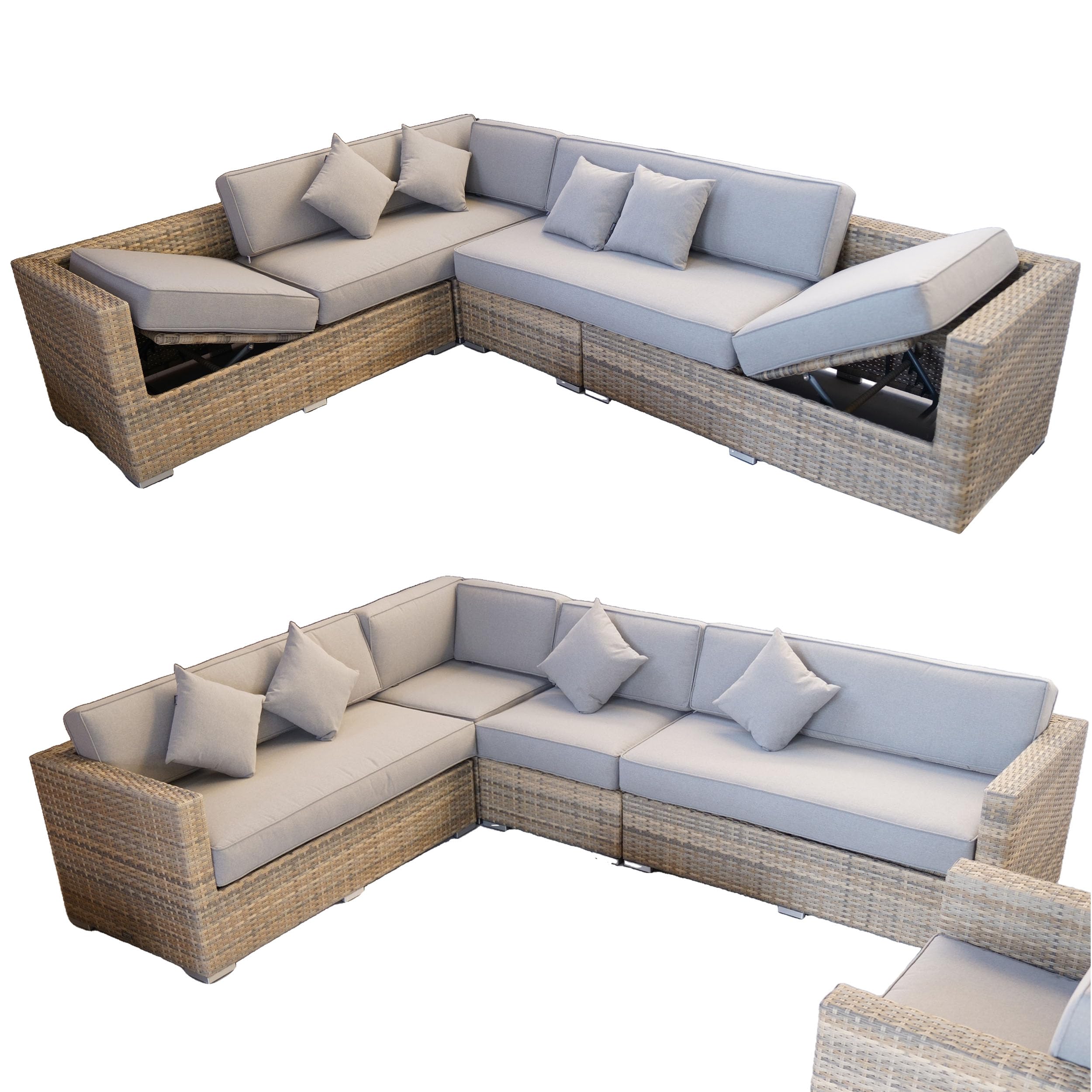 Ragnarök-Möbeldesign PolyRattan Lounge DEUTSCHE Marke - EIGNENE Produktion - 8 Jahre GARANTIE auf UV-Beständigkeit