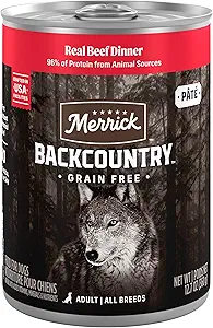 Merrick Backcountry Grain Free Premium Canned Wet Dog Food, Soft And Healthy Recipe, Real Beef Dinner - (Pack of 12) 12.7 oz. Cans