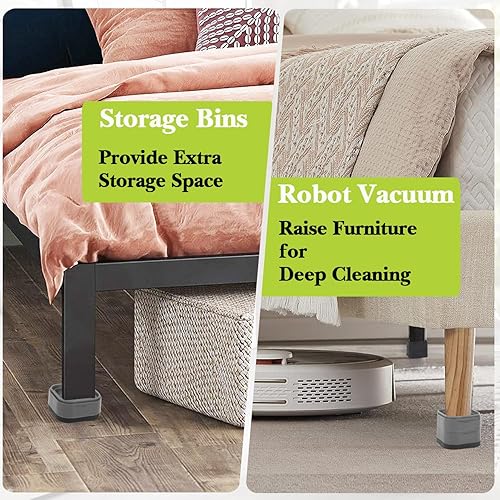 Miniatura 5 de Yookwutar Paquete de 4 elevadores de muebles de 1 pulgada, elevadores de cama ajustables resistentes para mesa, escritorio, sofá, gabinete, patas de