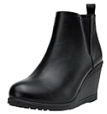 Women's 9679 Low Wedge Boots, Comfortable Ankle Booties with Inside Zipper