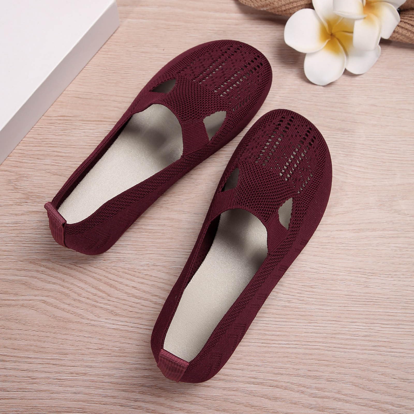 Scarpe da Donna Ballerine Slip-on, Scarpe da Ginnastica Antiscivolo in Maglia, comode, Traspiranti, estive, Sportive, da Donna, Scarpe comode15
