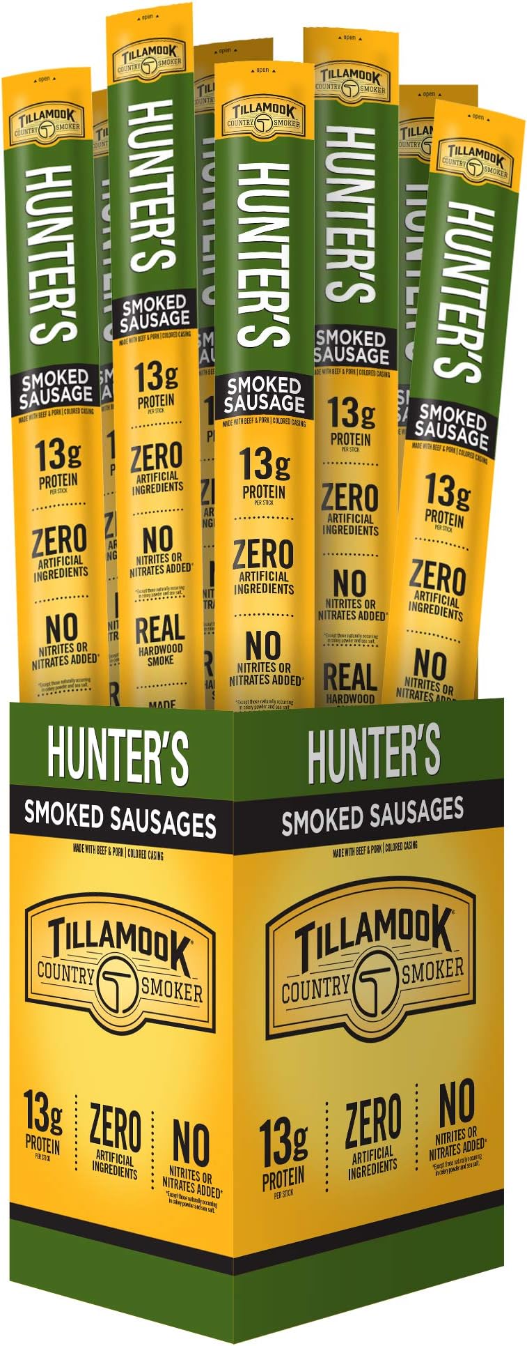 Tillamook Country Smoker Real Hardwood Smoked Sausages, Hunter's Sausage, 1.44 Ounce, 24 Count