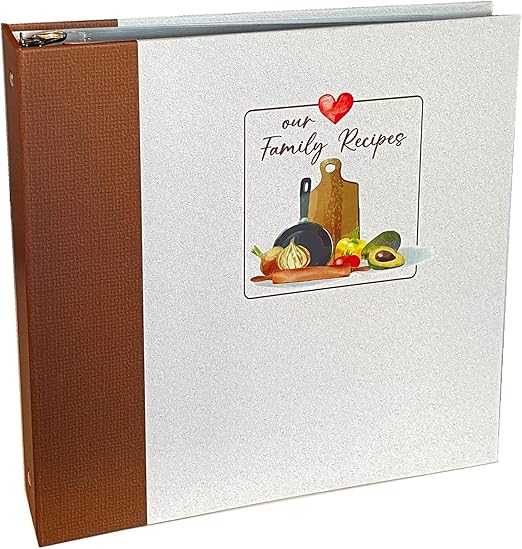 Print Your Own Family Recipes Cookbook - Recipe Binder with Full Size Recipe Pages, Plastic Sleeves & Tab Dividers, 3-Ring Full Size Kitchen Counter Recipe Organizer Book from Meadowsweet Kitchens