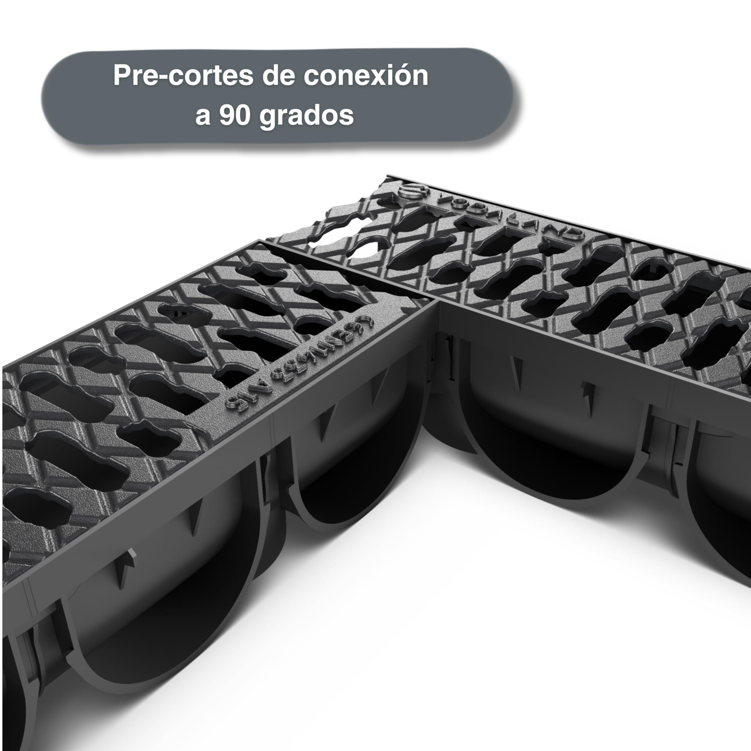 Canaleta de Desagüe VODALAND Easy 3 con Rejilla de Fundición Dúctil - Clase de Carga A15 para Paso de Vehículos - Pack de 3 Metros