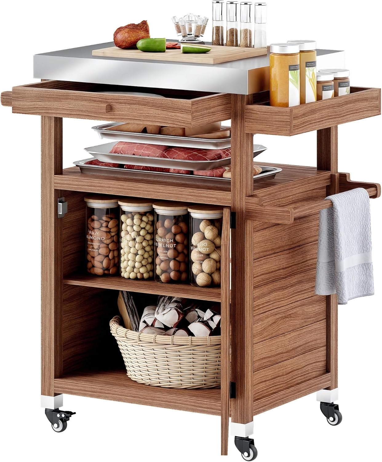 Outsunny Outdoor Grill Cart with Wheels