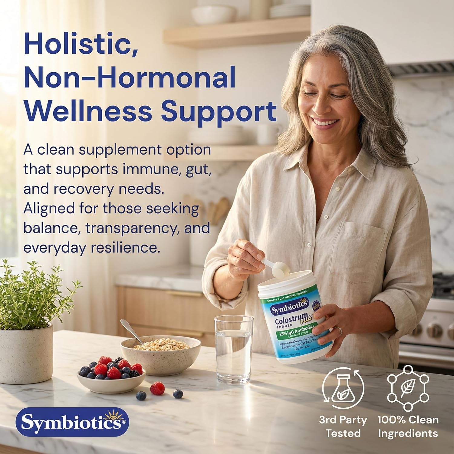 Symbiotics Colostrum Plus Powder 2.25 oz – Immune & Muscle Recovery Support, 25% IgG Immunoglobulins, Gut Health & Training Resilience, Unflavored, Gluten Free - 2.25 oz