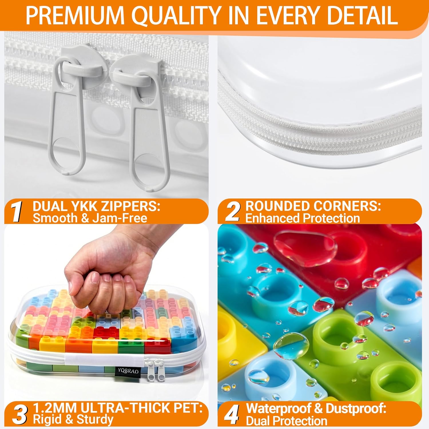 6 Pack Clear Hard Shell Zipper Case (4 Small & 2 Medium), Hard Plastic Organizer Pouches for Travel, Small Items, Makeup, Electronics & Art Supplies - Crush-Resistant & Waterproof Storage - Image 5