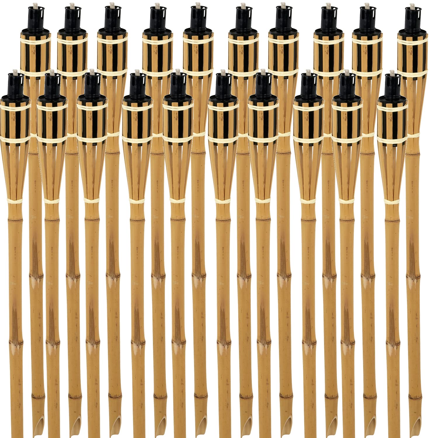 Torches de jardin en bambou avec mèche de 90 cm de long - 185 ml - Capacité : 185 ml