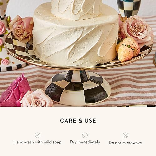 Miniatura 5 de MACKENZIE-CHILDS Royal Check - Plato de pedestal esmaltado, soporte redondo para tartas, pequeño