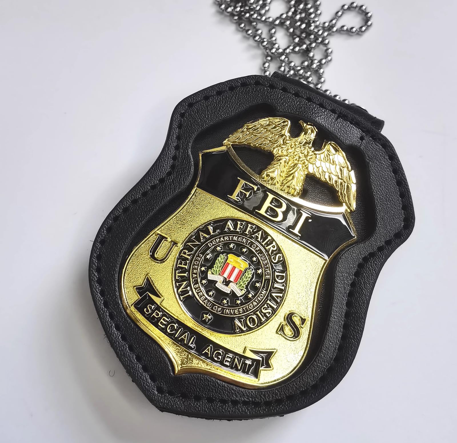 DOGOZ US FBI Interne Angelegenheiten Division Special Agent Abzeichen Mit Eingelegtem Lederetui, Kostüm Dekoration Prop