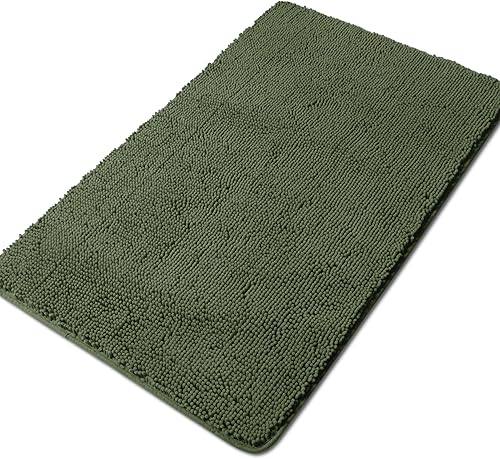 Miniatura 345 de Yeaban Alfombras de baño gris oscuro – Gruesas alfombras de baño de chenilla | Alfombras de baño absorbentes y lavables antideslizantes, alfombras