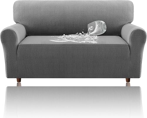 Miniatura 22 de H.VERSAILTEX Funda de sofá jacquard con protector de muebles de asiento impermeable, 1 pieza, funda elástica con parte inferior elástica para niños,