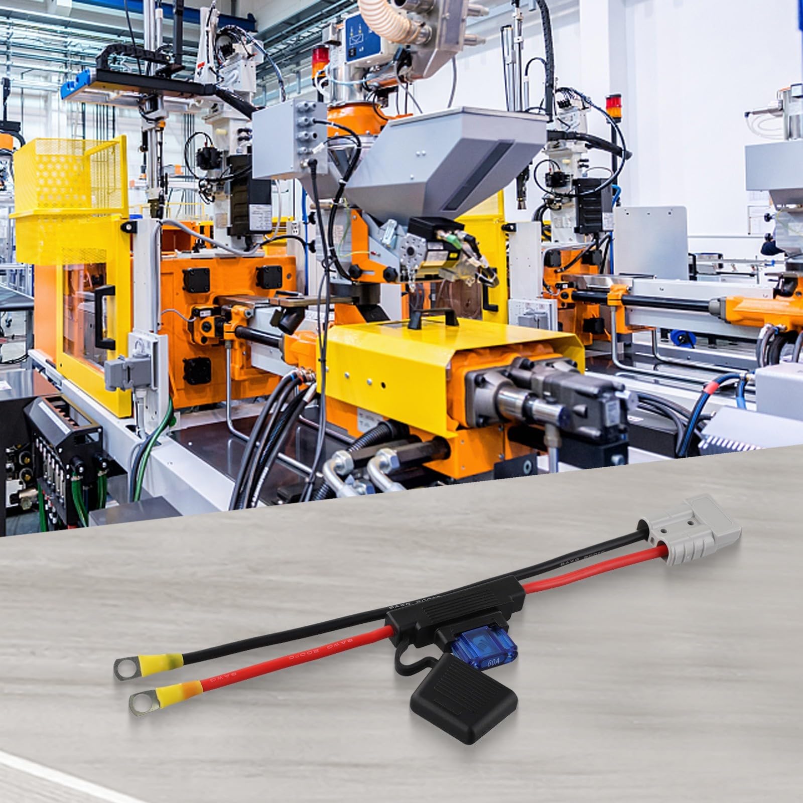 Zoegneer 1 Stück 50A Stecker auf M8 Batteriestromanschluss mit großer 60A Sicherung für Schiffe Yachten für Anderson
