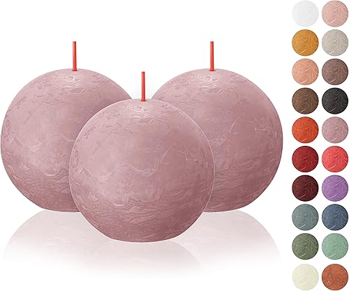 Miniatura 1 de BOLSIUS Paquete de 3 velas rústicas con forma de rosa ceniza, 3 pulgadas, calidad europea premium, cera natural ecológica a base de plantas, sin
