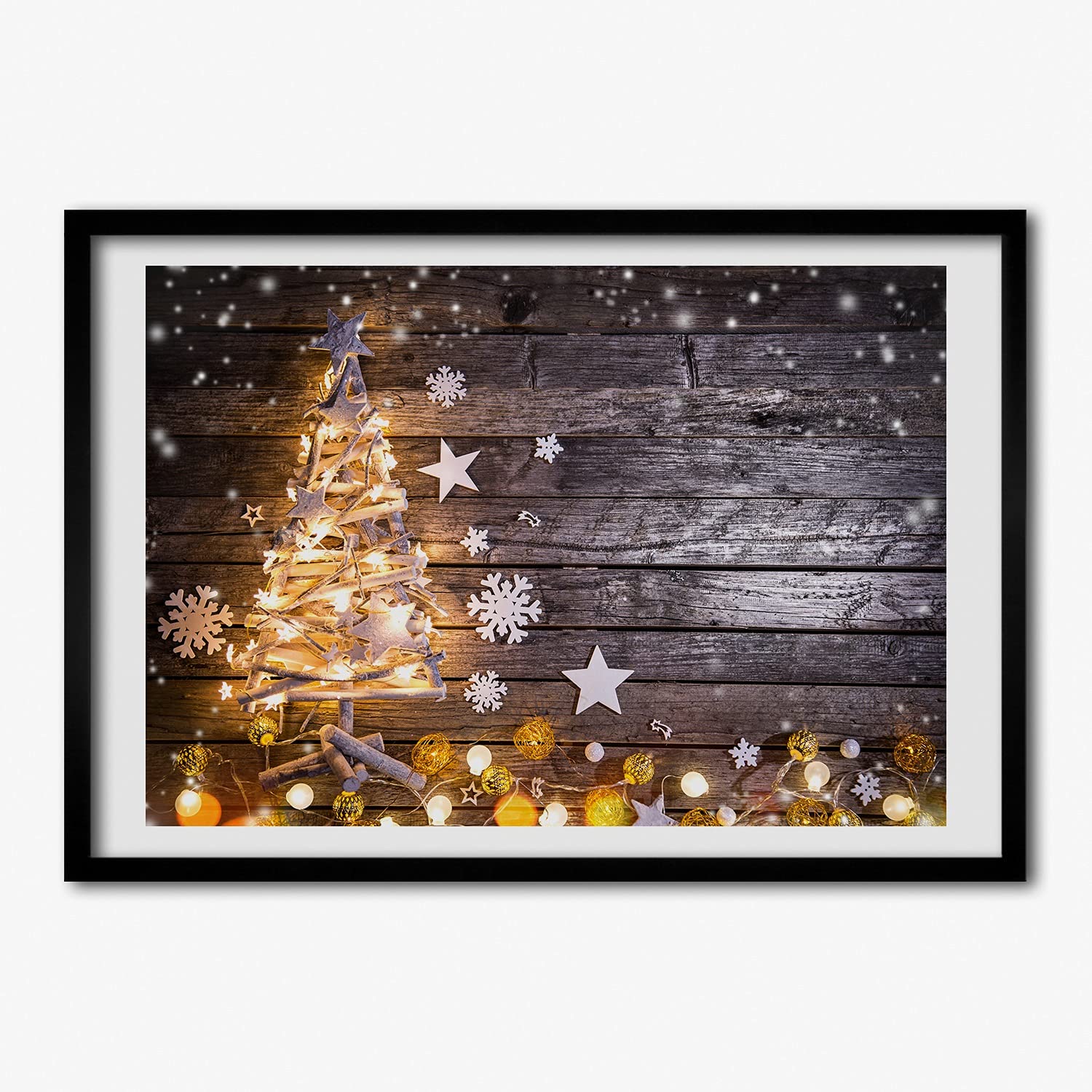 Tableau Arbre de Noël Illuminé Cadre MDF pour Sublimer un Mur Vide 70x50 - 6
