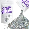 Hemway Craft Glitter 100g 3.5oz Glitter Flakes for Arts Crafts Tumblers Resin Epoxy Scrapbook Glass Schools Paper Halloween Decorations - Shaped 18 0.125 3mm - Silver Holographic Stars & Moons