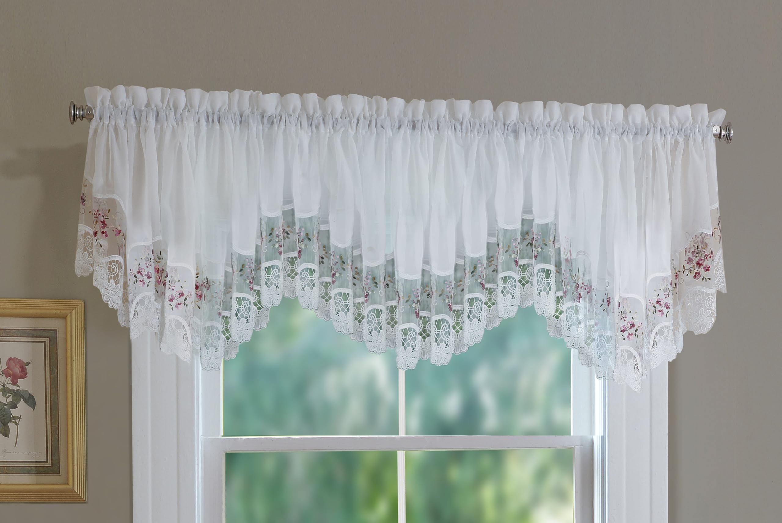 Today's Curtain Makramee-Halbmond weiß/rose