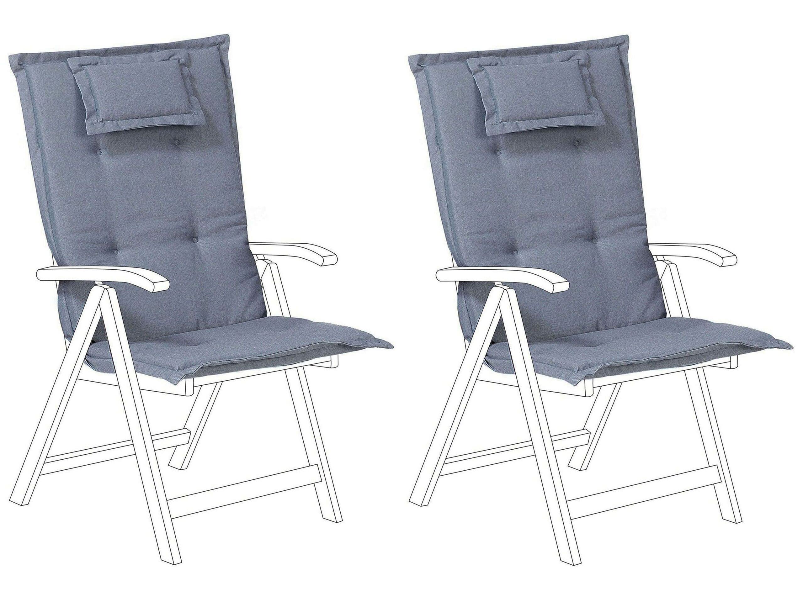 Beliani Lot de 2 Coussins d'Assise en Tissu Bleu et Mousse pour Extérieur à Fixation Java/Amantea