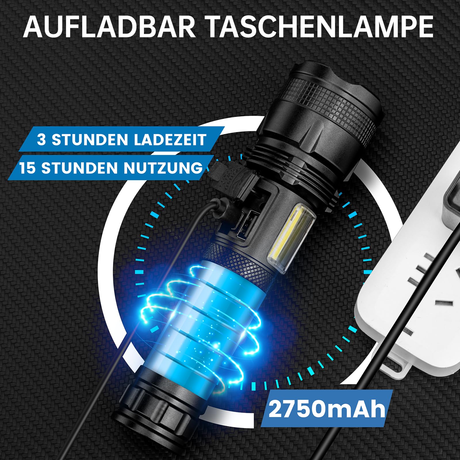 ZEUSFIRE Taschenlampe LED, 2 Stück 100.000 Lumen Extrem Helle Taschenlampe mit 7 Lichtmod & IPX7 Wasserdicht, Taktische Taschenlampen Für Camping, Wandern