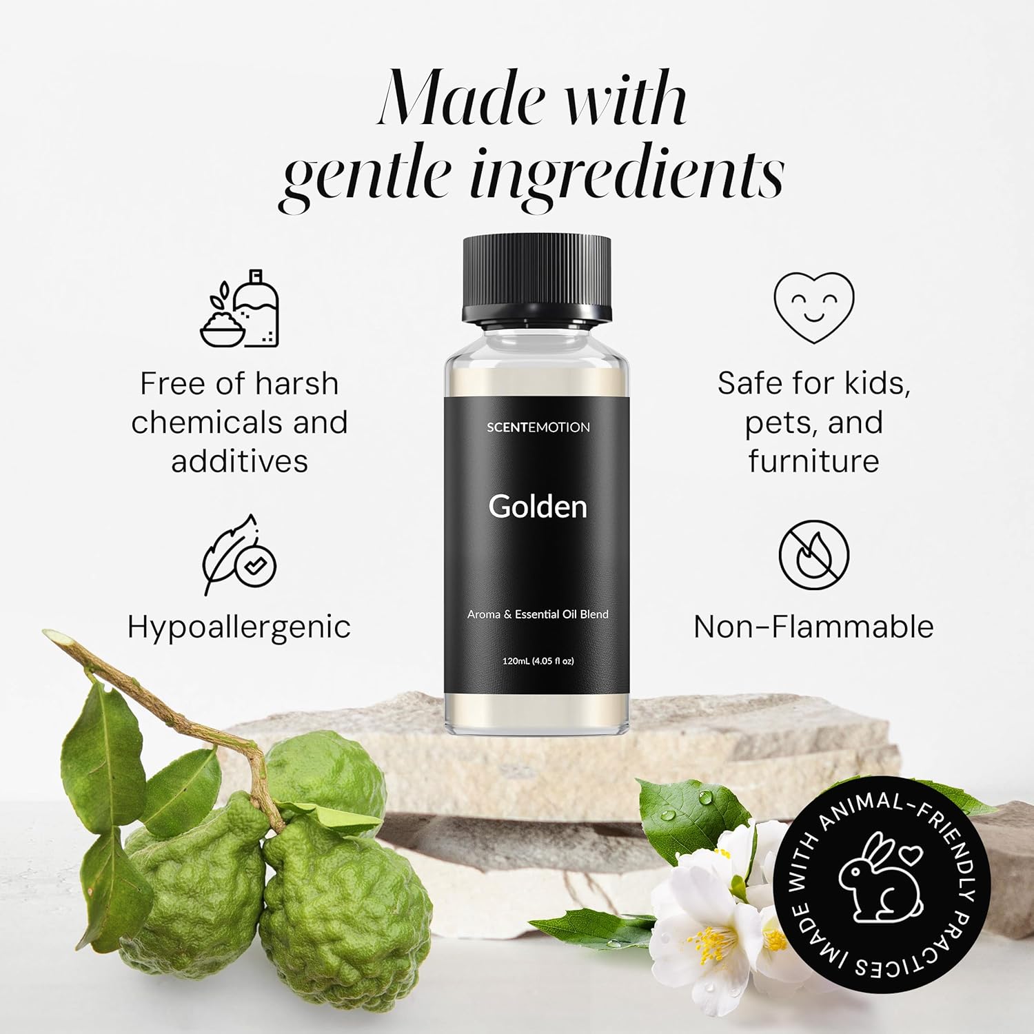 Golden Diffuser Fragrance Oil, Opulent Resort-Style Aroma,  Essential Oils Blend for Home, Ultrasonic & Waterless Diffusers  | Bergamot, Jasmine & Lemongrass |  4.05 fl oz, 120 mL - Image 3