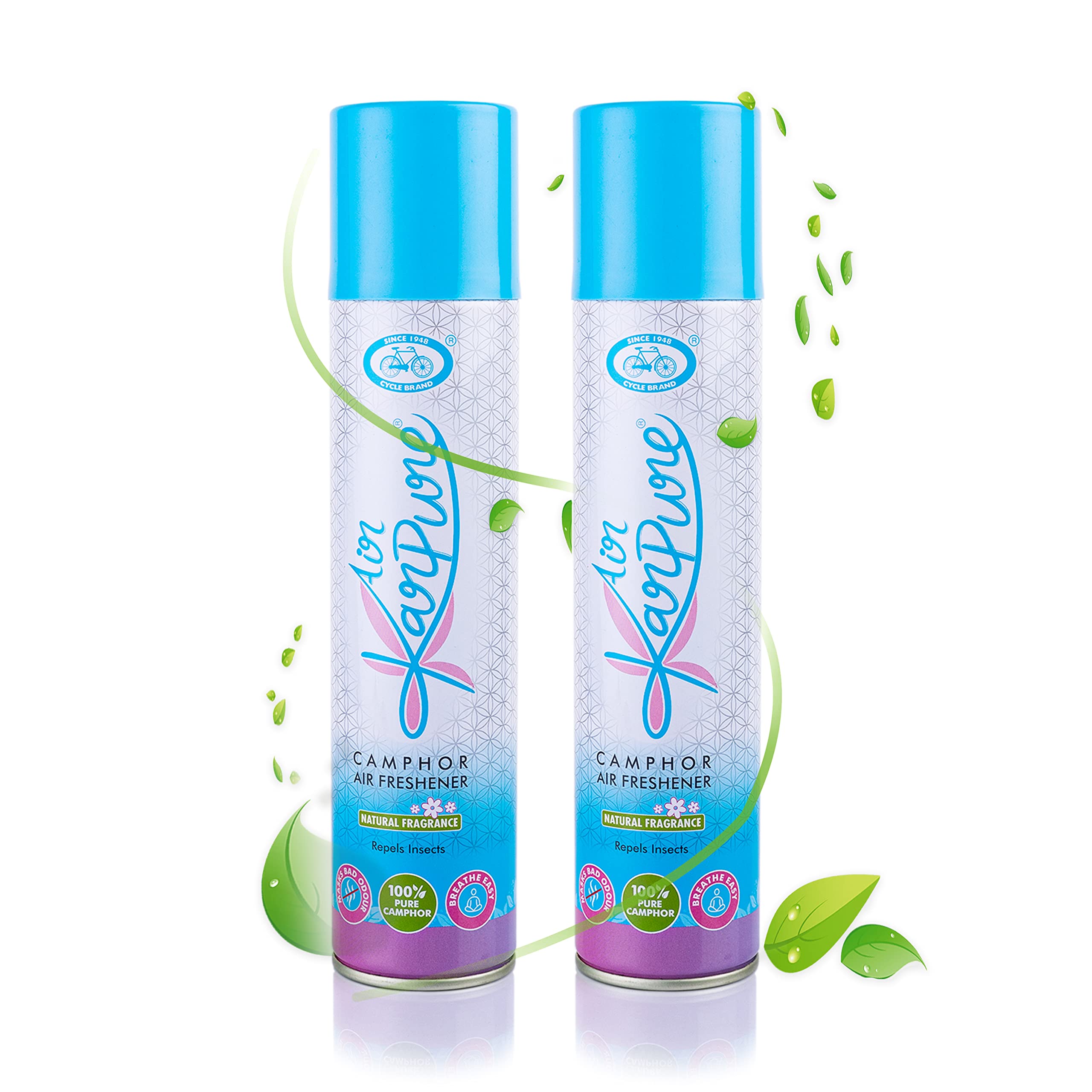 Cycle Pure Karpure Camphor Air Freshener Spray - Pack of 2 | Air Purifier for Bathroom, Toilets, Lounges, Homes, & Offices | Fragrant Room Sprays | Repels Insects | Original Camphor Fragrance