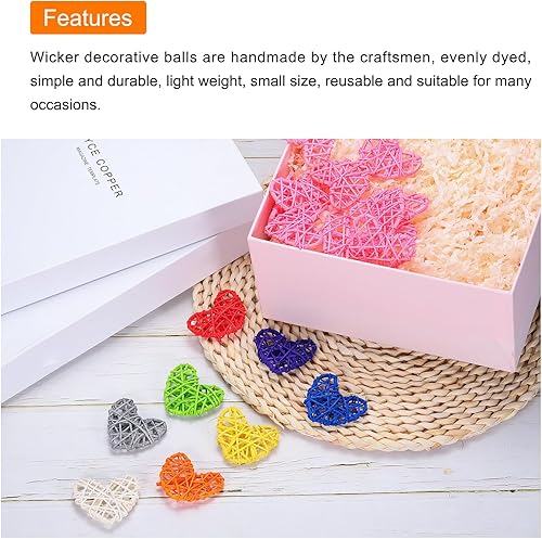 Miniatura 3 de MECCANIXITY 20 piezas de jarrón de ratán en forma de corazón, para decoración del día de San Valentín, boda, decoración del hogar, gris claro, 2.36