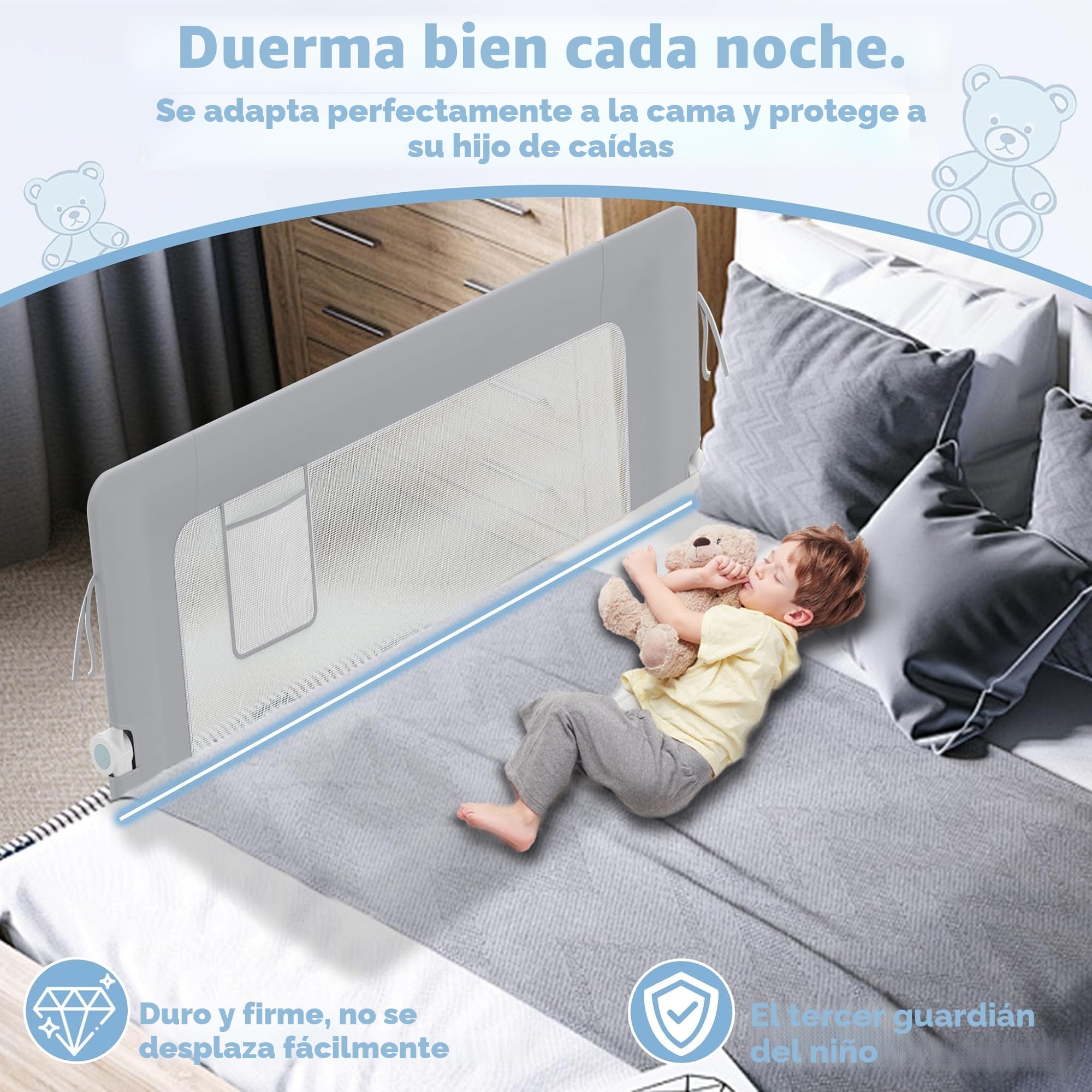 LZQ Barrera plegable para cama infantil, protección contra caídas, protección contra caídas, protección contra caídas, 150 cm