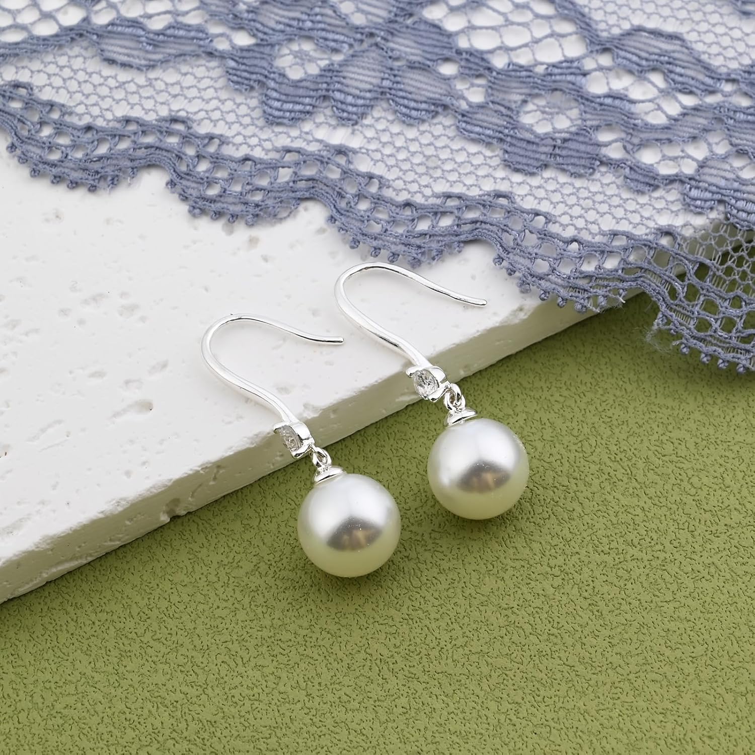 Dangle Pearl Earrings for Women Sterling Silver Earrings Large Pearl earrings Hypoallergenic Pearl Drop Earrings for Women Trendy - Image 4