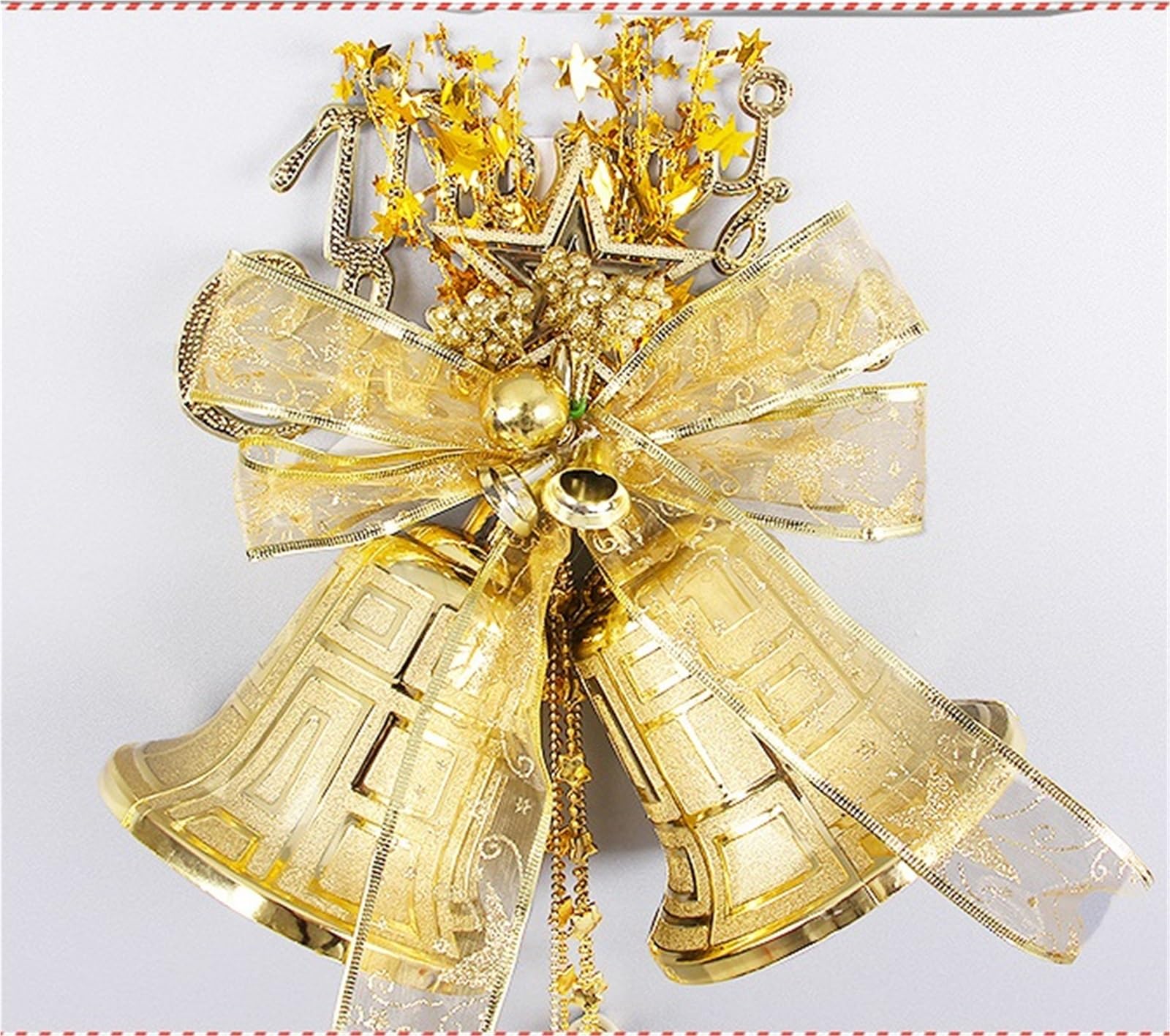 Campane Natalizie Decorazione Campane Da Appendere For Decorazioni Natalizie 2 Pezzi For Albero Di Natale Portafortuna Con Fiocco Campanelle Di Natale(Gold)
